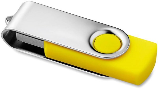 Obrázky: Techmate žlto-str. vykláp. USB flash disk 4GB
