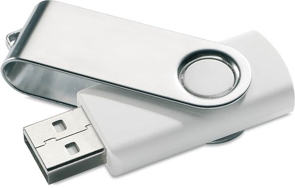 Obrázky: USB kľúč Techmate vyklápací, 2GB, biela-strieborná, Obrázok 2