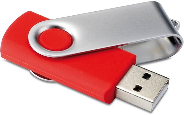 Obrázky: USB kľúč Techmate vyklápací, 16GB, červ.-strieb.