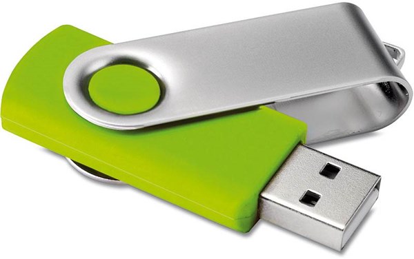 Obrázky: USB kľúč Techmate vyklápací, 16GB, zelená-strieb.