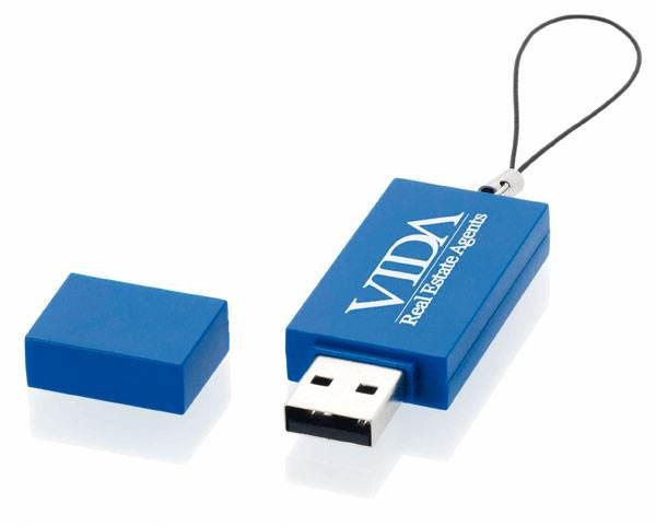 Obrázky: Modrý bioodbúrateľný USB flash disk 8GB, Obrázok 1