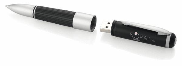 Obrázky: Čierne guličkové pero/USB flash disk 4GB 2v1, Obrázok 1