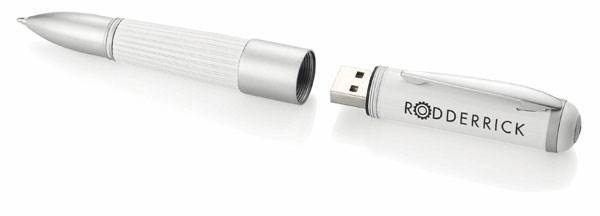 Obrázky: Biele guličkové pero/USB flash disk 16GB 2v1