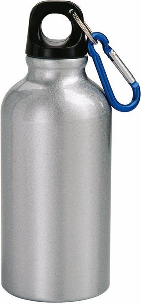 Obrázky: Hliníková fľaška  350 ml, s karabínkou, strieborná