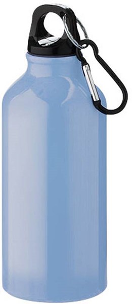 Obrázky: Svetlo modrá hliniková fľaša 0,35 l s karabínou