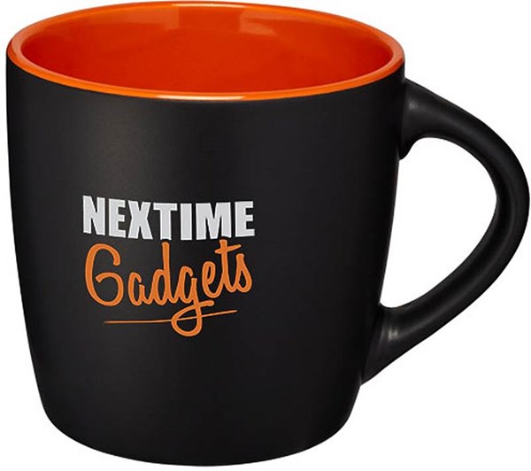 Obrázky: Čierny keramický hrnček 350 ml s oranžovým vnútrom, Obrázok 4