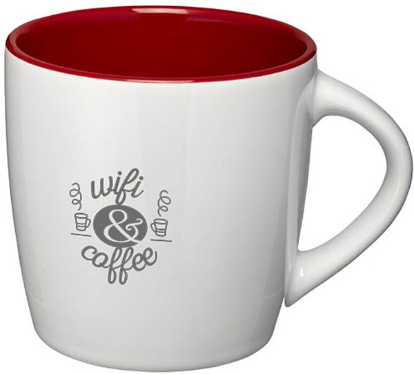 Obrázky: Biely keramický hrnček s červeným vnútrom, 350 ml, Obrázok 4