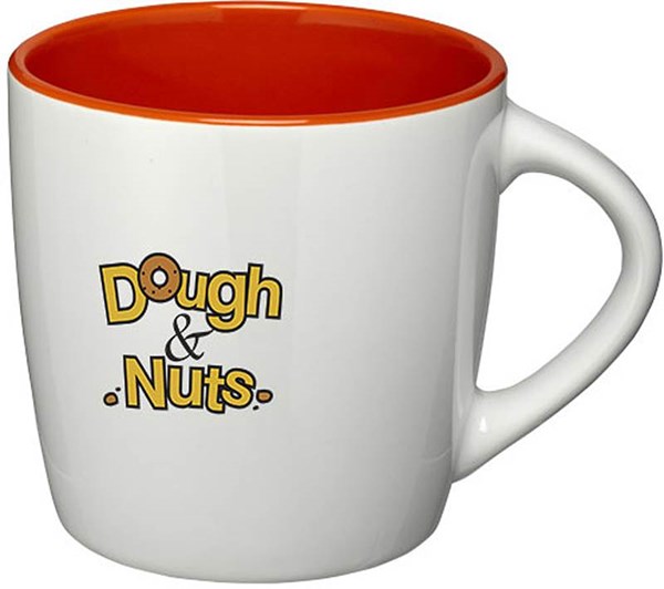 Obrázky: Biely keramický hrnček s oranžovým vnútrom, 350 ml, Obrázok 4