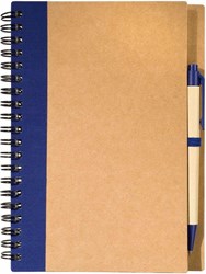 Obrázky: Recyklovaný poznámkový blok s perom, modrá