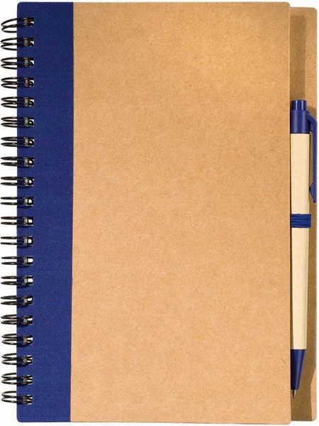 Obrázky: Recyklovaný poznámkový blok s perom, modrá, Obrázok 1