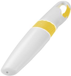 Obrázky: Zvýrazňovač s karabínou z ABS plastu bielo-žltý