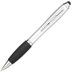 Obrázky: Strieborné plastové guličkové pero so stylusom