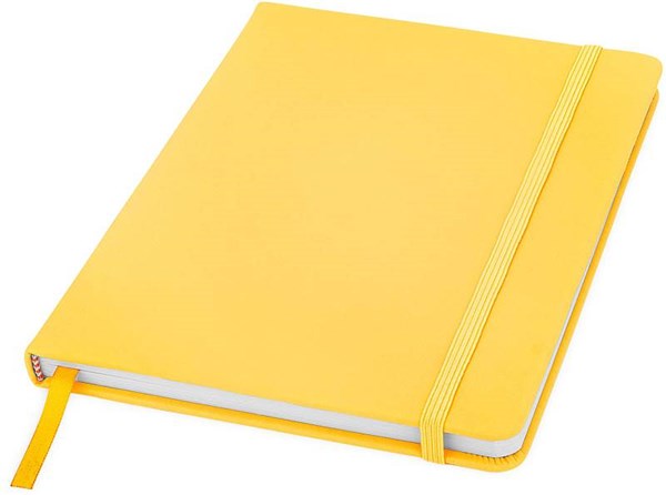 Obrázky: Žltý zápisník A5 so zaisťovacou páskou