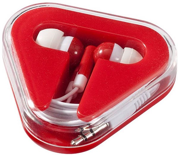 Obrázky: Červené slúchadlá v trojuholníkovom boxe