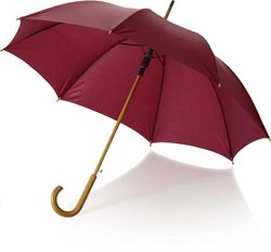 Obrázky: Tmavo červený automatický dáždnik s drev.rukoväťou