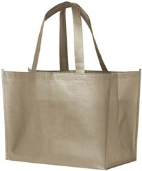 Obrázky: Pružná laminovaná nákupná taška vo farbe niklu