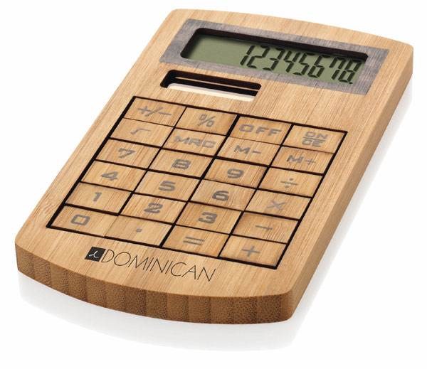 Obrázky: Bambusová stolová solárna kalkulačka