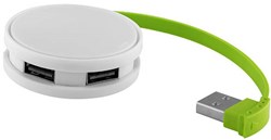 Obrázky: Bielo-limetkový kruhový 4x USB rozbočovač