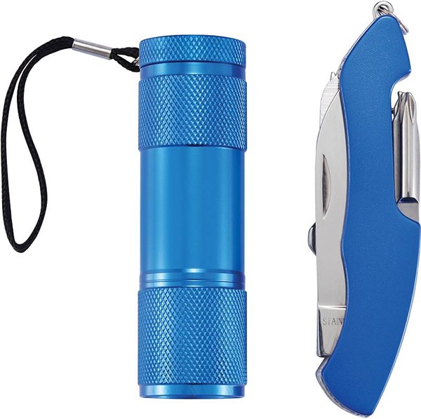 Obrázky: Modrá outdoorová sada noža a baterky, Obrázok 2