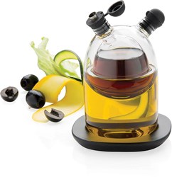 Obrázky: Unikátna oválna sklenená nádoba na olej a ocot