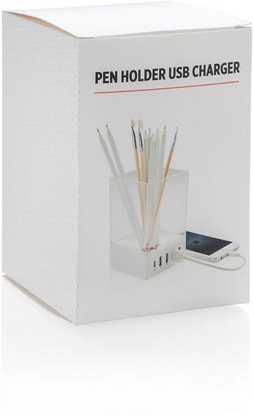 Obrázky: Biela USB nabíjačka so stojanom na ceruzky, Obrázok 7