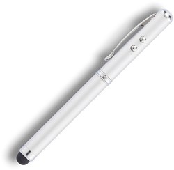 Obrázky: Strieborné mosadzné pero s laserom a stylusom 4 v1