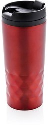 Obrázky: Červený termohrnček 300 ml s geometrickým vzorom