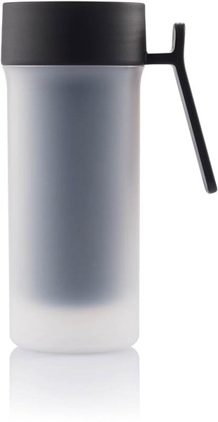 Obrázky: Čierny plastový termohrnček 275 ml, frosty dizajn, Obrázok 2