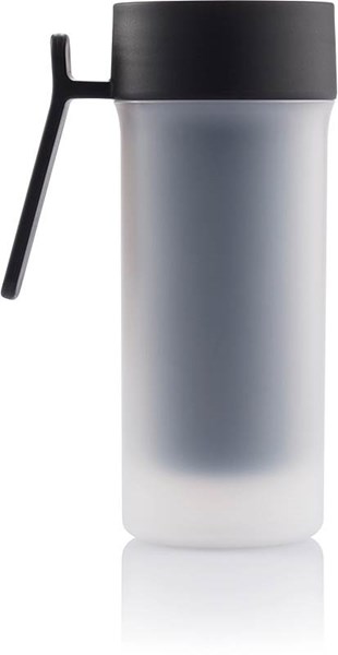 Obrázky: Čierny plastový termohrnček 275 ml, frosty dizajn, Obrázok 4