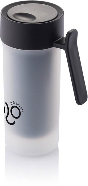 Obrázky: Čierny plastový termohrnček 275 ml, frosty dizajn, Obrázok 6