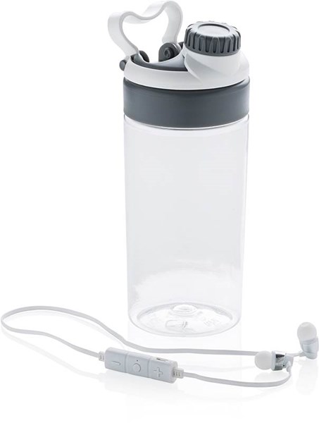 Obrázky: Biela tritánová fľaša s bezdrôt.slúchadlami 500ml