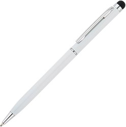Obrázky: Biele tenké kovové guličkové pero so stylusom