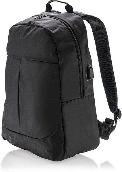 Obrázky: Čierny ruksak na notebook s USB výstupom