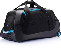 Obrázky: Čierna cestovná taška s modrými doplnkami