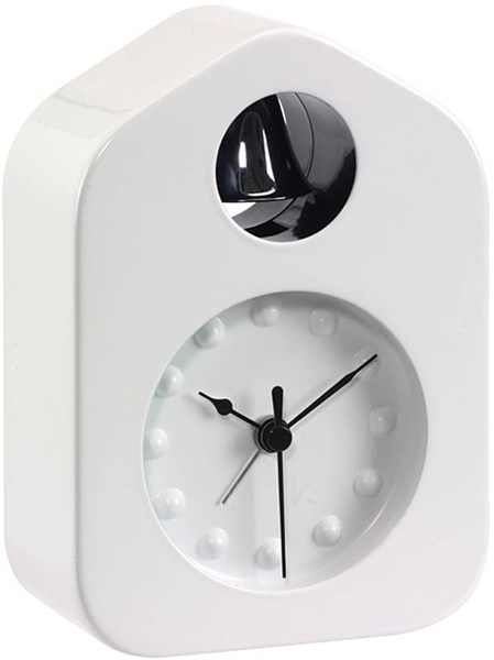 Obrázky: Biele stolové hodiny s budíkom v tvare veže, Bell