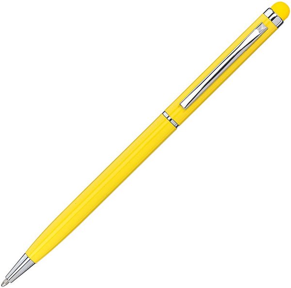 Obrázky: Žlté hliníkové guličkové pero a stylus - ČN