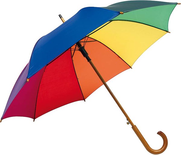 Obrázky: Farebný automatický dáždnik s drevenou rukoväťou, Obrázok 1