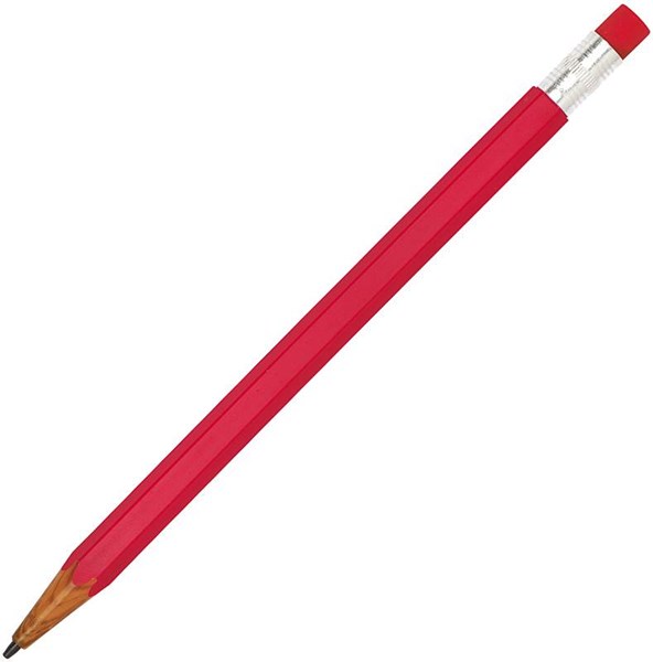 Obrázky: Plastová červená mech. ceruzka s gumou,tuha 0,7 mm