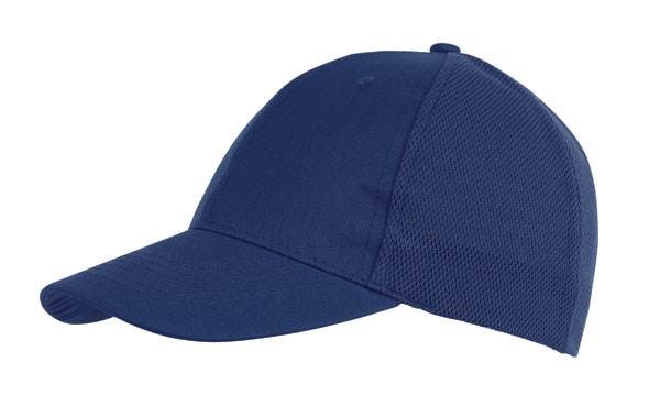 Obrázky: Modrá šesťdielna polyesterová čiapka so sieťovinou, Obrázok 1