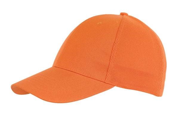 Obrázky: Oranžová šesťdielna polyester.čiapka so sieťovinou