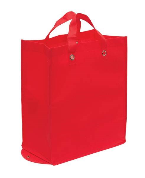 Obrázky: Červená skladacia nákupná taška z PP,zosilnené dno