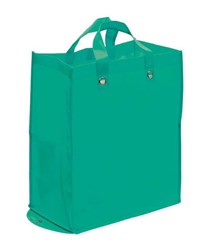 Obrázky: Zelená skladacia nákupná taška z PP, zosilnené dno