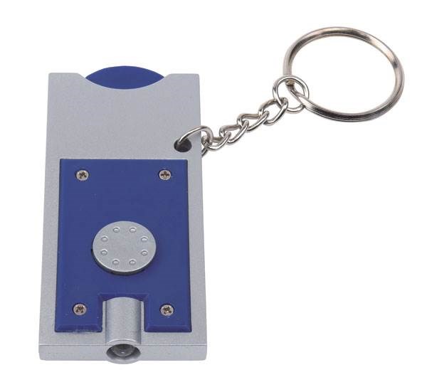 Obrázky: Modrý prívesok na kľúče s LED svetlom a žetónom, Obrázok 1