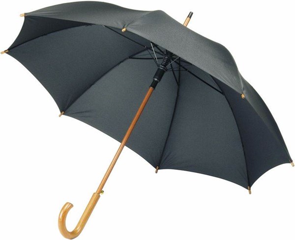 Obrázky: Automatický dáždnik s drev.rukoväťou, čierna