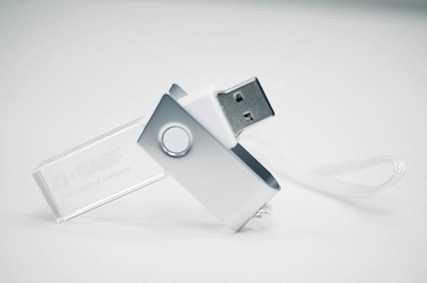 Obrázky: CRYSTAL ROTATE biely USB flash disk 1GB s LED, Obrázok 1