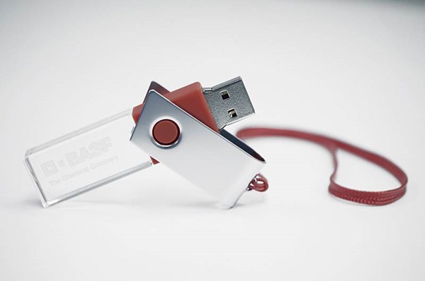 Obrázky: CRYSTAL ROTATE červený USB flash disk 4GB s LED, Obrázok 1