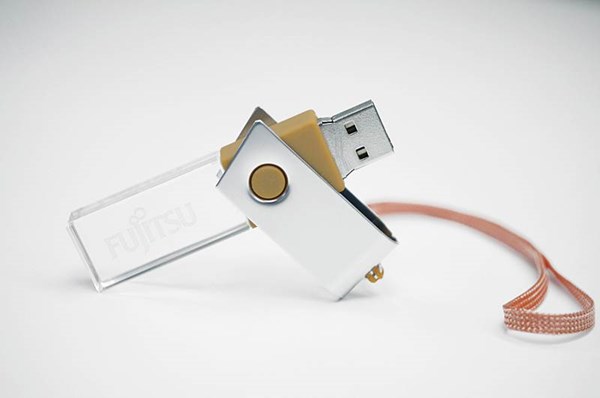 Obrázky: CRYSTAL ROTATE žltý USB flash disk 1GB s LED