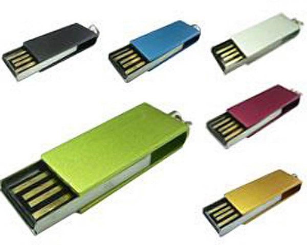Obrázky: Mini rotujúci strieborný USB flash disk 2GB, Obrázok 1