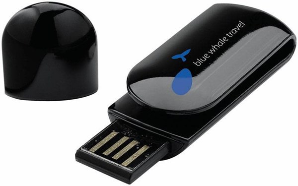 Obrázky: USB kľúč Clip s plochou pre tlač 8GB, čierna, Obrázok 1