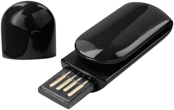 Obrázky: USB kľúč Clip s plochou pre tlač 8GB, čierna, Obrázok 2